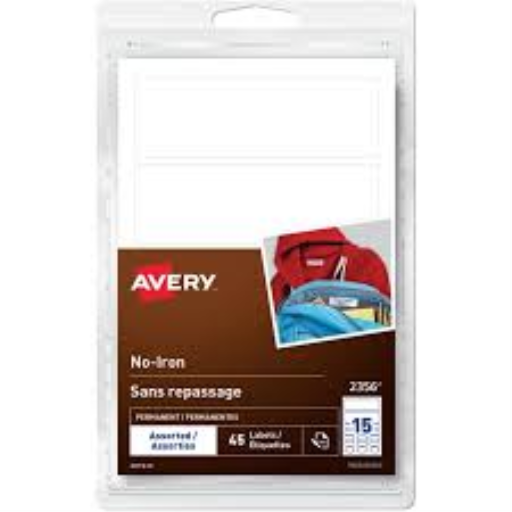 2375 Avery® White No-Iron Fabric Labels Handwrite, ½" x 1¾", White / Permanent