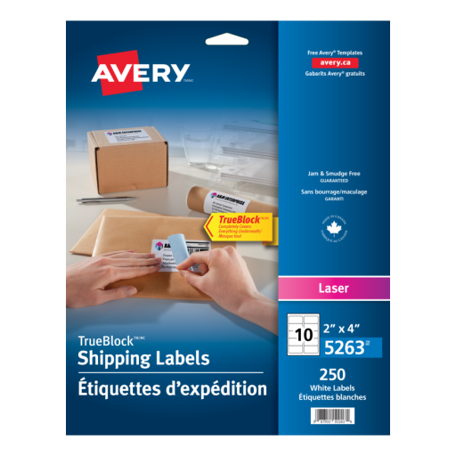 5263 WHITE, TRUEBLOCK, 4" X 2", PERMANENT, 25 SHEETS/ENV.,