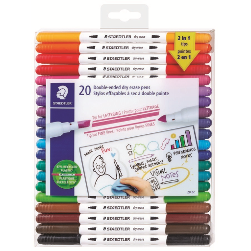 Double-ended dry erasae pens 20pc