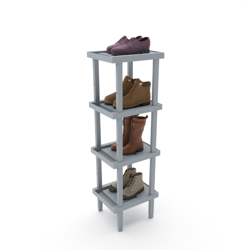 Rakabot LOCKER 2 tier locker water and mud collecting shoe and boot rack. Stores 2 pairs. Stackable to 4 tier. No dripping. Sturdy plastic easy to clean. Light grey color. Made In Canada Invention.