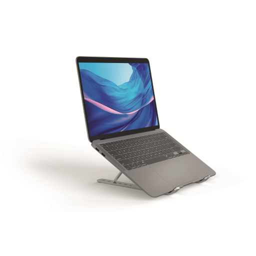 DURABLE Adjustable Laptop Riser - Ergonomic Universal Laptop Computer Stand for Desk, Portable Laptop Stand that Folds for Easy Storage, Non Slip Aluminum Laptop Mount, For Laptops and Tablets up to 15"