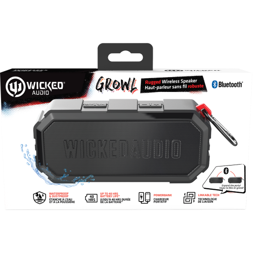 Growl Rugged Bluetooth Speaker with Powerbank- Black