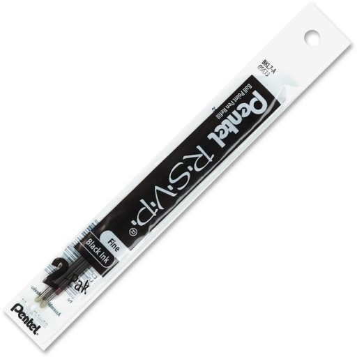 Refills for Pentel Ballpoint Pens (BK77, BK90), (0.7mm), Black Ink, 2-Pack Pouch