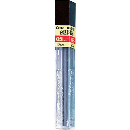 Hi-Polymer Super Lead Refill (0.5mm), HB, 12 Leads per Tube