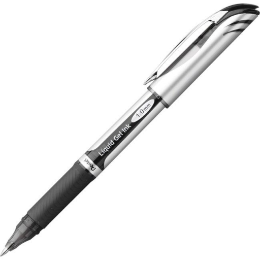 EnerGel Retractable Gel Roller, (1.0mm) Metal Tip, Black Ink