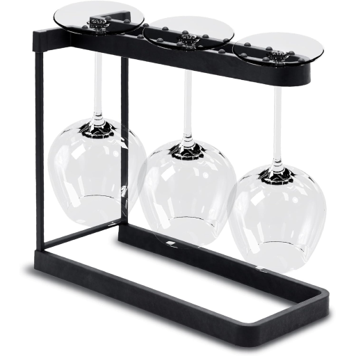 Wine glass rack, charcoal bio composite + stainless steel