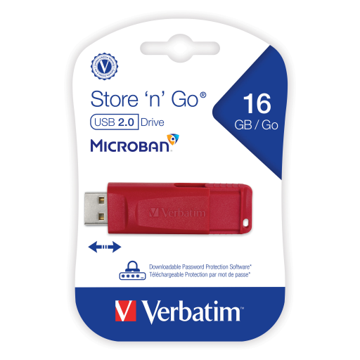 Verbatim 16GB SnG USB Drive Red Retract