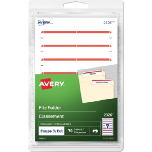2326 Avery® File Folder Labels for Laser and Inkjet Printers, 3½" x ?" Red / Permanent
