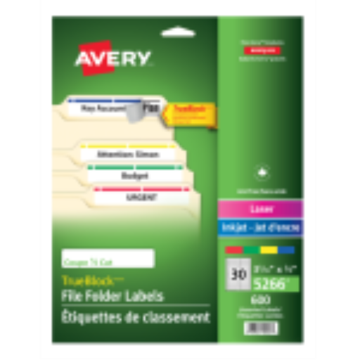 5266 FILING LABELS, TRUEBLOCK, 37/16" X 2/3", PERMANENT, AS