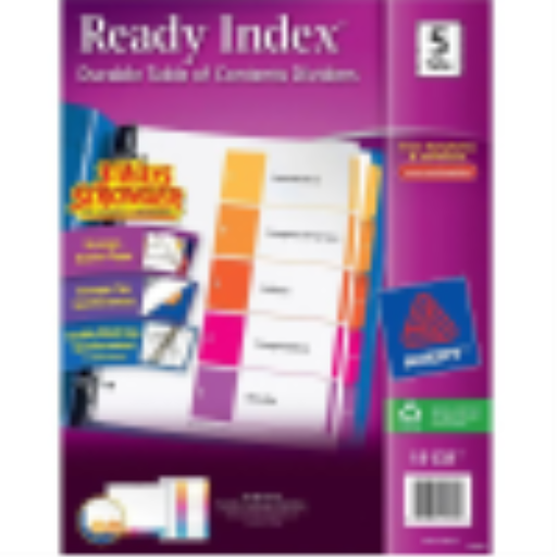 11131 READY INDEX TABLE OF CONTENTS DIVIDERS, 5 TAB, 1 SET,