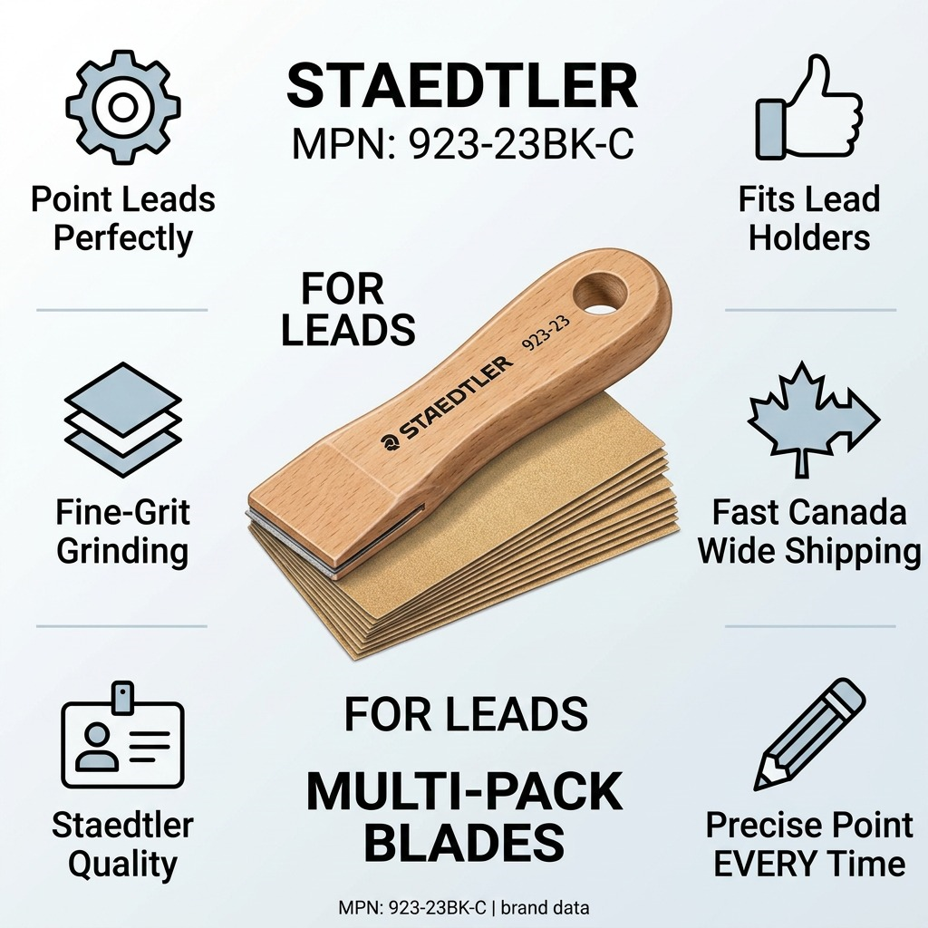 Infographic detail for STAEDTLER lead pointer 923-23BK-C with confidence icons and fast Canadian shipping info.