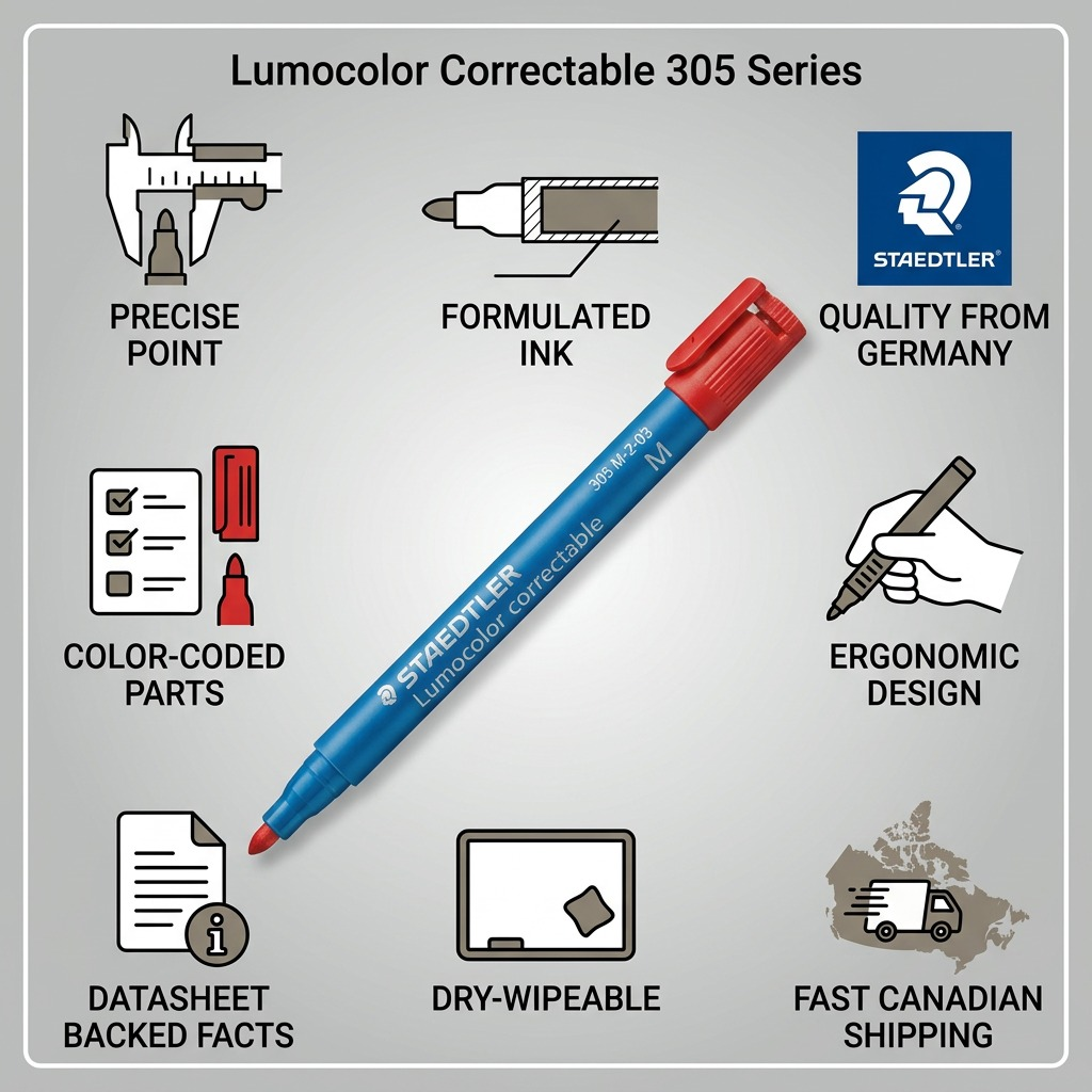 Trust infographic with STAEDTLER marker 305 M-2-03, featuring factual product cues and fast Canadian shipping.