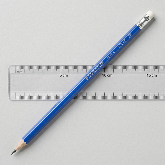 STAEDTLER Norica 2H pencil from image_0.png with ruler on grey surface showing length.