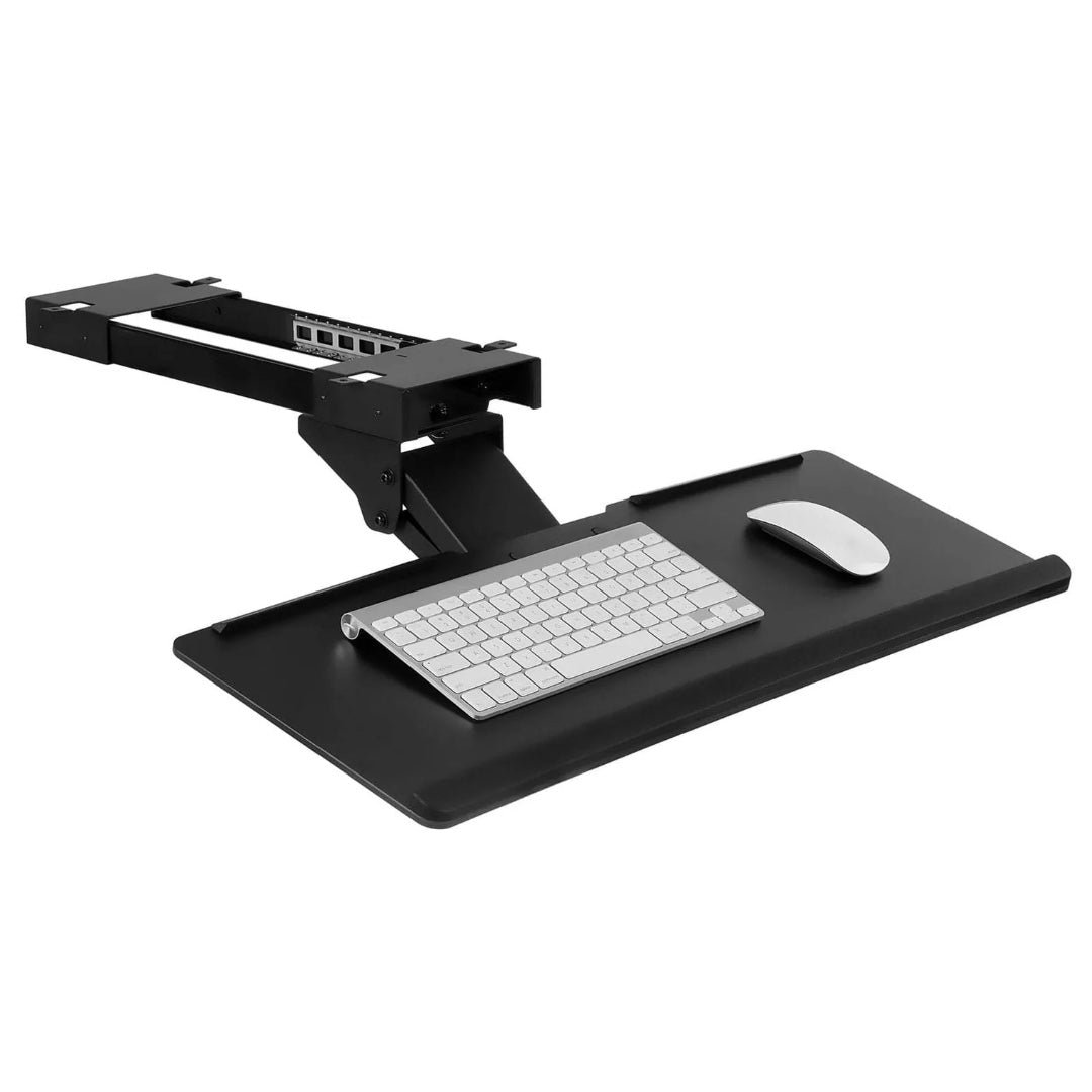 Mount-It! Under Desk Keyboard & Mouse Tray Tilt Swivel Adjustable Height Ergonomic with Gel Wrist Pad - Black