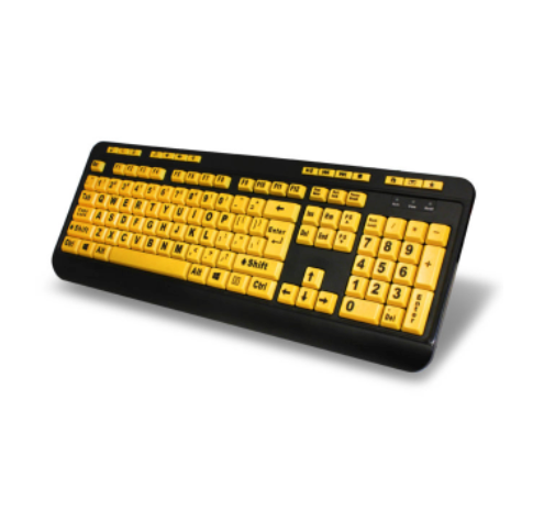 Adesso Keyboard Wired 4X Large Print Multimedia Fluorescent Keys PC/Mac - Black