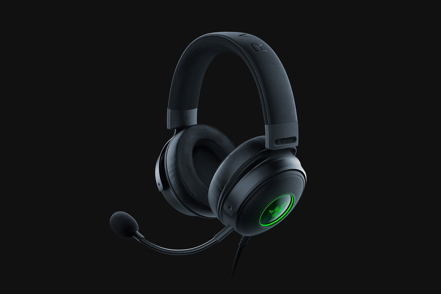 Razer Headset Wired Kraken V3 USB with Boom Mic Chroma RGB THX Spatial Audio Passive Noise Cancelling - Black