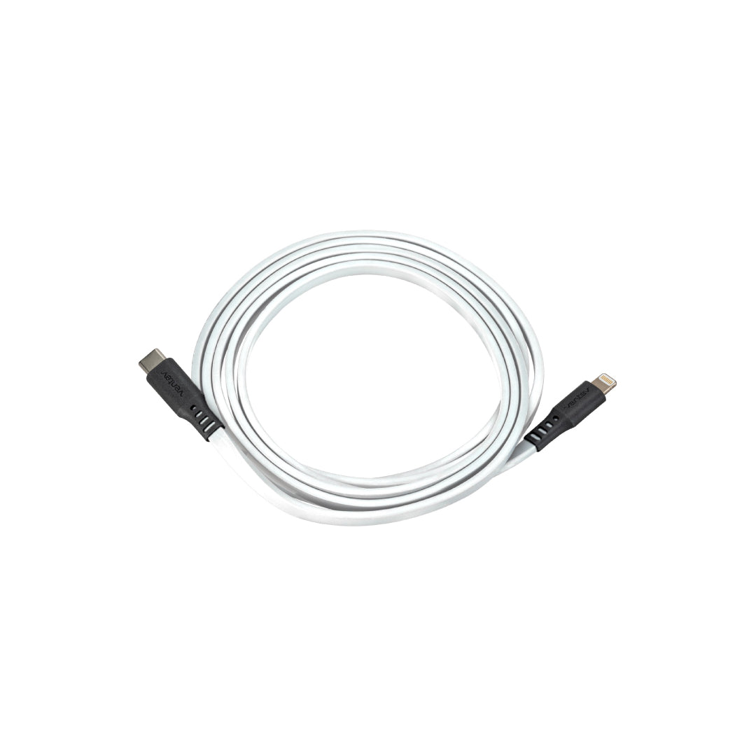 Ventev Charge & Sync Lightning MFI to USB-C Cable 6ft Flat - White