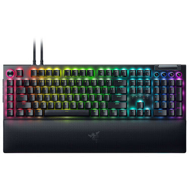 Razer Keyboard Wired BlackWidow V4 Pro Green Mechanical Switches Chroma RGB with Magnetic Wrist Rest - Black