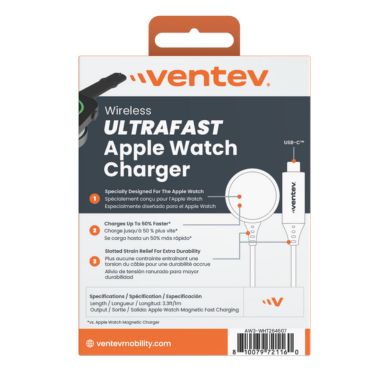 Ventev Apple Watch Charger Ultra Fast MFI Rapid Charge with USB-C Braided