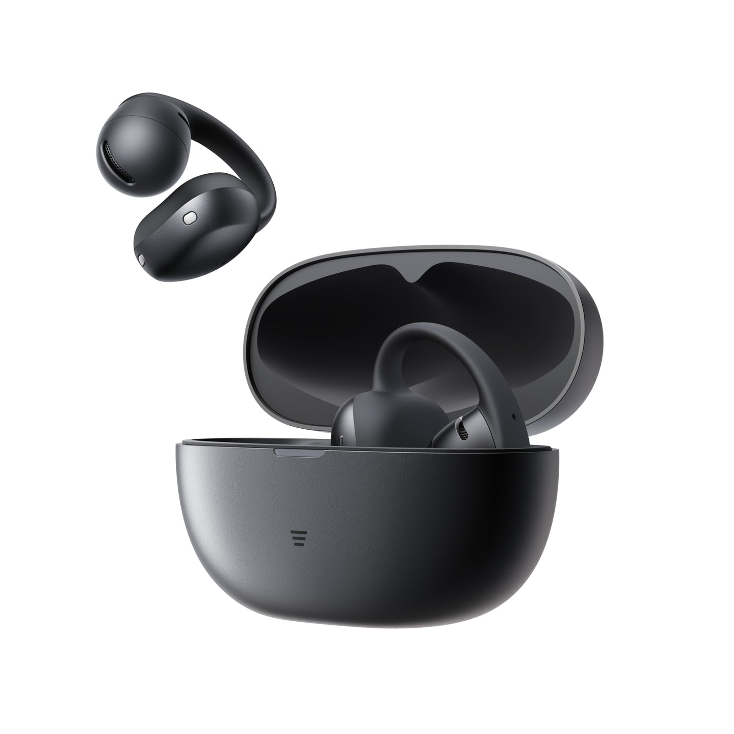 Shokz OpenDots Air BLACK True Wireless Earbuds Clip On Nickel Titanium Ultra Lightweight Compact Comfortable Fit Balanced Sound Force Sensor Controls - IP55 Water Resistant - 36hr Playtime