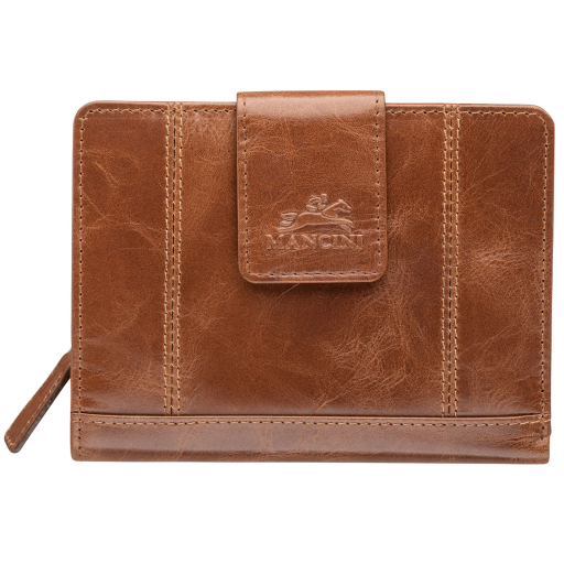 Ladies’ RFID Secure Medium Clutch Wallet Cognac