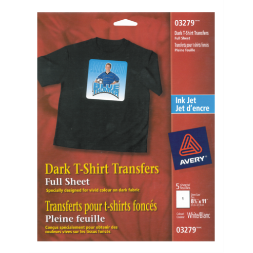 3279 DARK TSHIRT TRANSFER SHEETS, 8 1/2" X 11", 5 SHEETS/EN