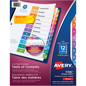 READY INDEX TABLE OF CONTENTS DIVIDERS, 12 TAB, 6 SETS