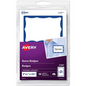 Avery Print or Write Name Badges 2-11/32" x 3?", White Paper w Blue Border, 30/pkg