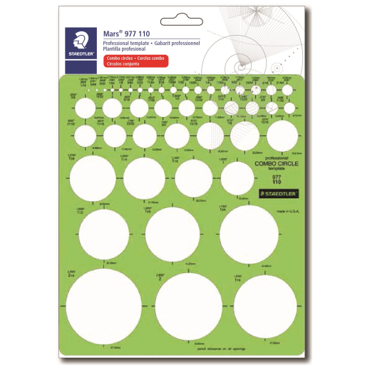 977-110-02 STAEDTLER-Mars Limited TEMPLATE COMBO CIRCLE CARD