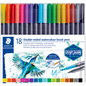 Double-ended watercol. brush 18pcs