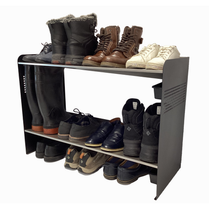 Rakabot Signature 2 tier chic and classy water and mud collecting shoe and boot rack that stores 7 pairs.\