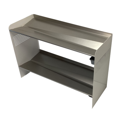 Rakabot Signature 2 tier chic and classy water and mud collecting shoe and boot rack that stores 7 pairs. Powder coated grey shelves. Powder coated Pure white side panels. For a perfect entrance all year long. Made In Canada Invention.