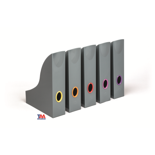 DURABLE VARICOLOR Magazine File Holder, Color Coded Organizer, GRAY/MULTICOLOR - 5 PK