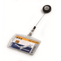 DURABLE Shell-Style ID Badge Holders with Retractable Reel, 2-3/4" x 4", Clear, Pack of 10 (801219)
