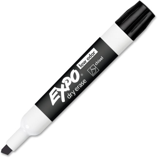 EXPO Dry Erase Marker, Low Odour Ink, Black, Chisel Tip, 1 Unit