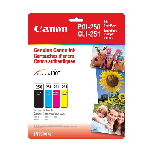PGI-250 BK/CLI-251 C,M,Y Ink Club Pack