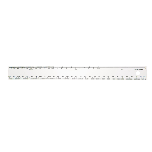 30cm White Plastic Ruler (0.5cm 0-30/0.5cm 0-10/cm 0-10/dm, mm 0-300) / R?gle blanche en plastique de 30 cm (0,5cm 0-30/0,5cm 0-10/cm 0-10/dm, mm 0-300)