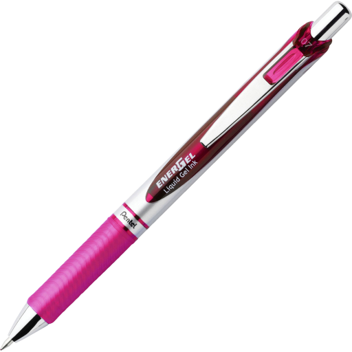 EnerGel Retractable Gel Roller, (0.7mm) Metal Tip, Pink Ink