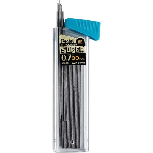 Super Hi-Polymer Lead Refill (0.7mm), HB, 30 Leads per Tube