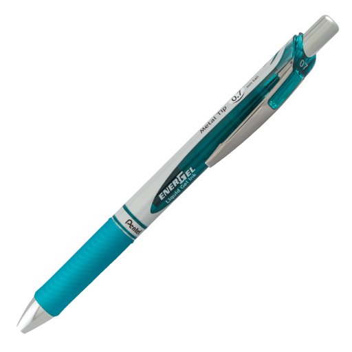 EnerGel Retractable Gel Roller, (0.7mm) Metal Tip, Turquoise Ink