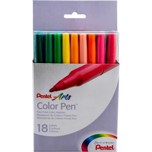 Pentel Arts Colour Pen (2.0mm) 18-Colour Set
