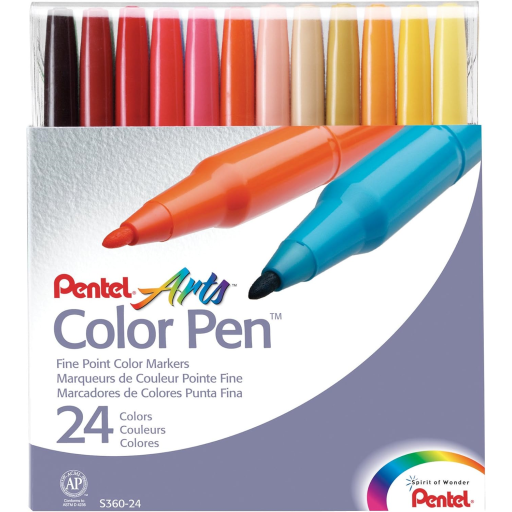 Pentel Arts Colour Pen (2.0mm) 24-Colour Set