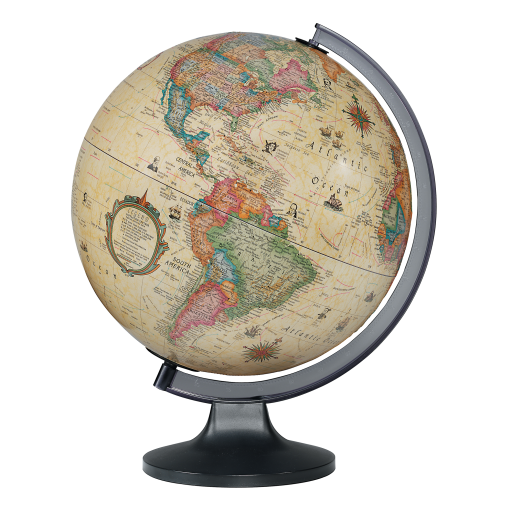 Copenhagen 12"/30Cm Diameter Antique Ocean Illuminated Desk Globe (French)
