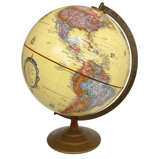 Globemaster 12"/30Cm Diameter Antique Ocean Desk Globe With Metal And Semi-Meridian (French)
