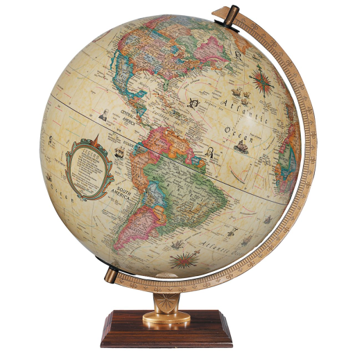 Carlyle 12"/30cm Diameter Antique Ocean Illuminated Desk Globe (English)