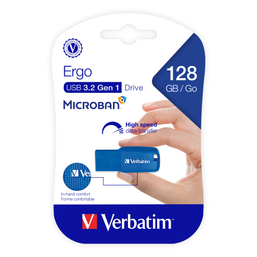 Verbatim 128GB Ergo USB 3.0 Drive - Blue