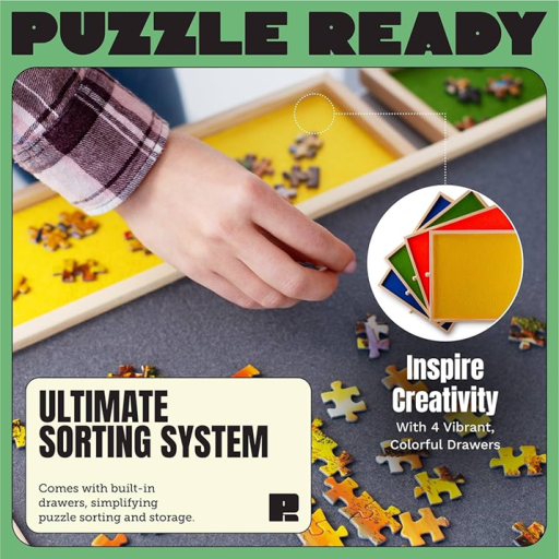 Puzzle Board with Drawers and Cover Mat - 1500-Piece Puzzle Workspace