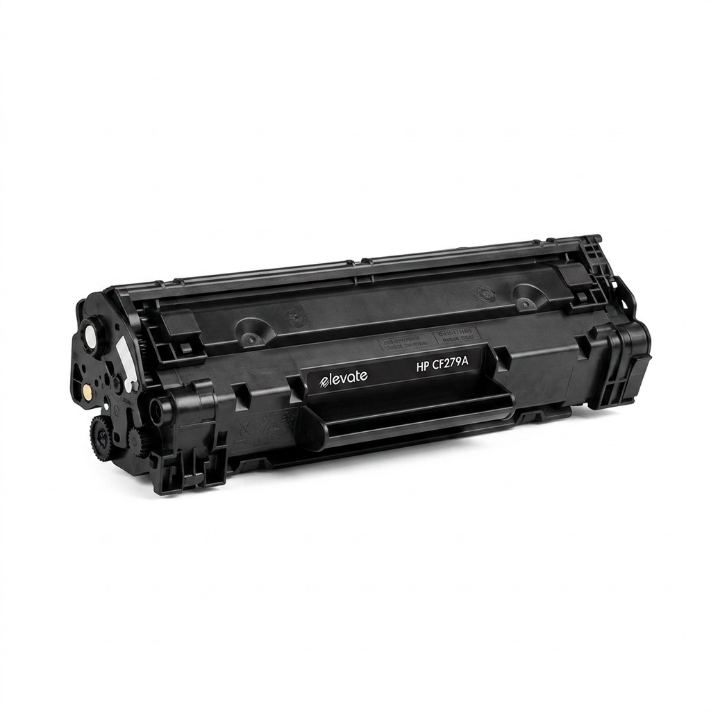 Pure high-resolution hero shot of an Elevate Imaging compatible HP CF279A toner cartridge.