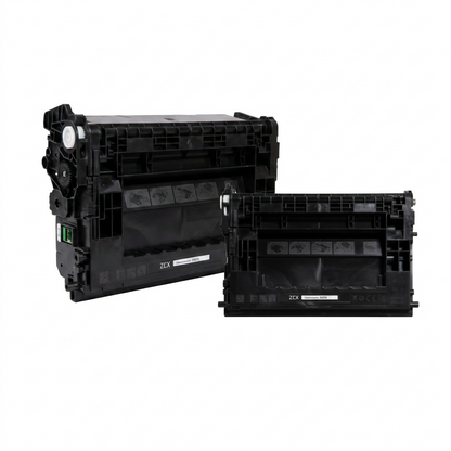A high-resolution ecommerce hero shot of the black Elevate Imaging laser toner cartridge centered on a pure white background. The intricate details of its plastic structure and components are clearly visible.