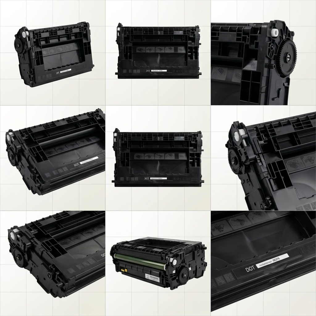 A 3x2 grid matrix featuring the exact Elevate Imaging HP CF237X toner cartridge, shown in six distinct, useful orientations for technical identification.